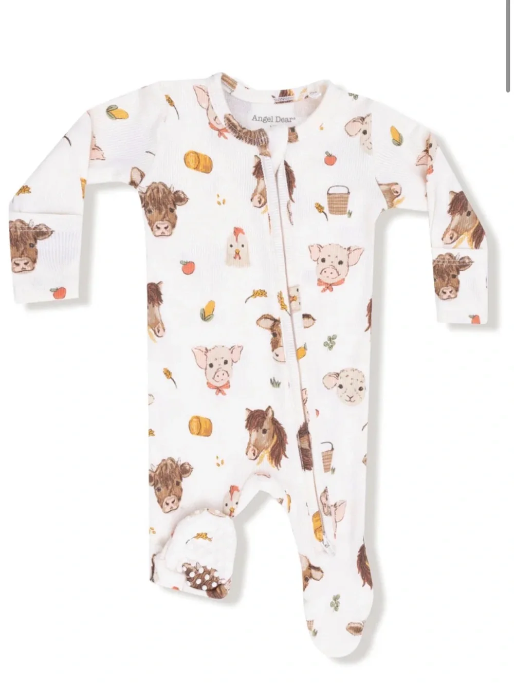 Angel Dear - Vintage Baby Farm Animals 2 Way Zipper Footie
